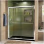 DreamLine Duet 74-3/4" High x 60" Wide 36" Deep Sliding Framed Shower Door with Clear Glass, SlimeLine Shower Base Kit, and Left Drain Chrome with Black Base