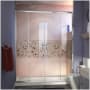 DreamLine Visions 74-3/4" High x 60" Wide 36" Deep Sliding Framed Shower Door with Clear Glass, SlimeLine Shower Base Kit, and Left Drain Chrome with Biscuit Base