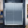 DreamLine Infinity-Z 74-3/4" High x 60" Wide 30" Deep Sliding Framed Shower Door with Frosted Glass, SlimeLine Shower Base Kit, and Right Drain Chrome with Black Base