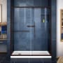 DreamLine Infinity-Z 74-3/4" High x 60" Wide 32" Deep Sliding Framed Shower Door with Clear Glass, SlimeLine Shower Base Kit, and Left Drain Oil Rubbed Bronze with White Base