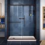 DreamLine Infinity-Z 74-3/4" High x 60" Wide 32" Deep Sliding Framed Shower Door with Clear Glass, SlimeLine Shower Base Kit, and Left Drain Oil Rubbed Bronze with Biscuit Base