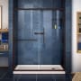 DreamLine Infinity-Z 74-3/4" High x 60" Wide 36" Deep Sliding Framed Shower Door with Clear Glass, SlimeLine Shower Base Kit, and Right Drain Oil Rubbed Bronze with Biscuit Base