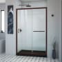 DreamLine Infinity-Z 74-3/4" High x 54" Wide x 32" Deep Alcove Shower Module with Clear Sliding Shower Door, and Center Drain Base Oil Rubbed Bronze with Black Base