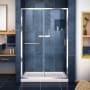DreamLine Infinity-Z 36" D x 48" W x 74 3/4" H Sliding Shower Door and SlimLine Shower Base Kit, Clear Glass Chrome with Biscuit Base