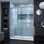 DreamLine Encore 32" D x 60" W x 78 3/4" H Semi-Frameless Bypass Sliding Shower Door and SlimLine Shower Base Kit Brushed Nickel with White Base