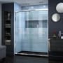 DreamLine Encore 32" D x 60" W x 78 3/4" H Semi-Frameless Bypass Sliding Shower Door and SlimLine Shower Base Kit Chrome with Black Base