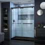 DreamLine Encore 32" D x 60" W x 78 3/4" H Semi-Frameless Bypass Sliding Shower Door and SlimLine Shower Base Kit Matte Black with Black Base