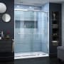 DreamLine Encore 32" D x 60" W x 78 3/4" H Semi-Frameless Bypass Sliding Shower Door and SlimLine Shower Base Kit Chrome with White Base
