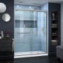 DreamLine Encore 32" D x 60" W x 78 3/4" H Semi-Frameless Bypass Sliding Shower Door and SlimLine Shower Base Kit Brushed Nickel with White Base