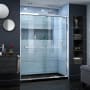 DreamLine Encore 32" D x 60" W x 78 3/4" H Semi-Frameless Bypass Sliding Shower Door and SlimLine Shower Base Kit Chrome with Black Base