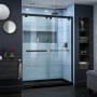 DreamLine Encore 32" D x 60" W x 78 3/4" H Semi-Frameless Bypass Sliding Shower Door and SlimLine Shower Base Kit Matte Black with Black Base