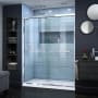 DreamLine Encore 34" D x 60" W x 78 3/4" H Semi-Frameless Bypass Sliding Shower Door and SlimLine Shower Base Kit Chrome with White Base