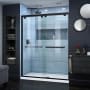 DreamLine Encore 34" D x 60" W x 78 3/4" H Semi-Frameless Bypass Sliding Shower Door and SlimLine Shower Base Kit Matte Black with White Base