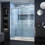 DreamLine Encore 34" D x 60" W x 78 3/4" H Semi-Frameless Bypass Sliding Shower Door and SlimLine Shower Base Kit Chrome with Biscuit Base