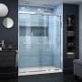 DreamLine Encore 36" D x 60" W x 78 3/4" H Semi-Frameless Bypass Sliding Shower Door and SlimLine Shower Base Kit Chrome with Biscuit Base