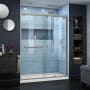 DreamLine Encore 36" D x 60" W x 78 3/4" H Semi-Frameless Bypass Sliding Shower Door and SlimLine Shower Base Kit Brushed Nickel with Biscuit Base