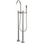 DreamLine Caribbean Floor Mounted Tub Filler with Built-In Diverter - Includes Hand Shower Brushed Nickel