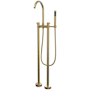 DreamLine Caribbean Floor Mounted Tub Filler with Built-In Diverter - Includes Hand Shower Brushed Brass