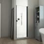 DreamLine Alliance Swing BG 66-5/8" High x 29" Wide Hinged Semi Frameless Shower Door with Clear Glass Matte Black