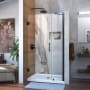 DreamLine Unidoor 72" High x 38" Wide Hinged Frameless Shower Door with Clear Glass - Includes Stabilizing Arm Matte Black