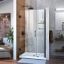 DreamLine Unidoor 72" High x 38" Wide Hinged Frameless Shower Door with Clear Glass - Includes 2 Shelves Matte Black