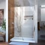 DreamLine Unidoor 72" High x 49" Wide Hinged Frameless Shower Door with Clear Glass - Includes Stabilizing Arm Chrome
