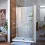 DreamLine Unidoor 72" High x 49" Wide Hinged Frameless Shower Door with Clear Glass - Includes 2 Shelves Brushed Nickel