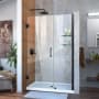 DreamLine Unidoor 72" High x 49" Wide Hinged Frameless Shower Door with Clear Glass - Includes 2 Shelves Matte Black