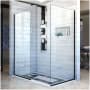 DreamLine Linea Two Individual Frameless Shower Screens 34" W x 72" H each, Open Entry Design Matte Black