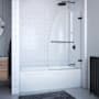 DreamLine Aqua Uno 58" High x 34-5/16" Wide Hinged Frameless Tub Door with Clear Glass Matte Black