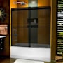 DreamLine Sapphire 60" High x 60" Wide Bypass Frameless Tub Door with Tinted Glass Matte Black
