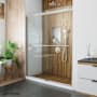 DreamLine Sapphire 76" High x 60" Wide Bypass Semi Frameless Shower Door with Clear Glass Brushed Nickel