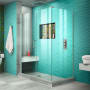 DreamLine Unidoor Plus 72" High x 50-1/2" Wide x 34-3/8" Deep Hinged Frameless Shower Enclosure with Clear Glass Brushed Nickel