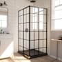 DreamLine French Corner 72" High x 34-1/2" Wide x 34-1/2" Deep Sliding Framed Shower Enclosure with Clear Glass Matte Black