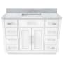DreamLine Dexterity 48" Free Standing Single Basin Vanity Set with Cabinet and Marble Vanity Top White