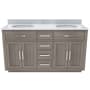 DreamLine Dexterity 60" Free Standing Double Basin Vanity Set with Cabinet and Marble Vanity Top Gray Oak