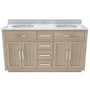 DreamLine Dexterity 60" Free Standing Double Basin Vanity Set with Cabinet and Marble Vanity Top Light Oak