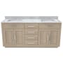 DreamLine Dexterity 72" Free Standing Double Basin Vanity Set with Cabinet and Marble Vanity Top Light Oak