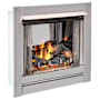 Duluth Forge 31 Inch Wide 24,000 BTU Vent Free Natural Gas Fireplace Insert Sloped H Burner and Screen Barrier Silver