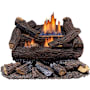 Duluth Forge 18 Inch 30,000 BTU Vent Free Dual Fuel Log Set Fireplace with T-Stat Control Stacked Red Oak