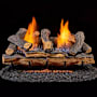 Duluth Forge 24 Inch 33,000 BTU Vent Free Dual Fuel Log Set Fireplace with Remote Control Berkshire Split Oak