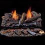 Duluth Forge 24 Inch 33,000 BTU Vent Free Dual Fuel Log Set Fireplace with Remote Control Berkshire Stacked Oak