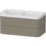 Duravit Happy D.2 40" Wall Mounted Single Basin Vanity Set with Cabinet and Ceramic Vanity Top Satin Matte Stone Gray