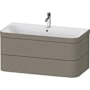 Duravit Happy D.2 40" Wall Mounted Single Basin Vanity Set with Cabinet and Ceramic Vanity Top Satin Matte Stone Gray