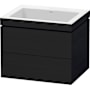 Duravit L-Cube 24" Wall Mounted Single Basin Vanity Set with Cabinet and Ceramic Vanity Top Black Oak