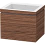 Duravit L-Cube 24" Wall Mounted Single Basin Vanity Set with Cabinet and Ceramic Vanity Top Dark Walnut