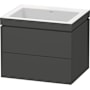 Duravit L-Cube 24" Wall Mounted Single Basin Vanity Set with Cabinet and Ceramic Vanity Top Matte Graphite