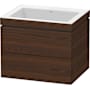 Duravit L-Cube 24" Wall Mounted Single Basin Vanity Set with Cabinet and Ceramic Vanity Top Brushed Walnut
