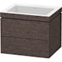 Duravit L-Cube 24" Wall Mounted Single Basin Vanity Set with Cabinet and Ceramic Vanity Top Brushed Dark Oak