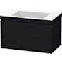 Duravit L-Cube 32" Wall Mounted Single Basin Vanity Set with Cabinet and Ceramic Vanity Top Black Oak